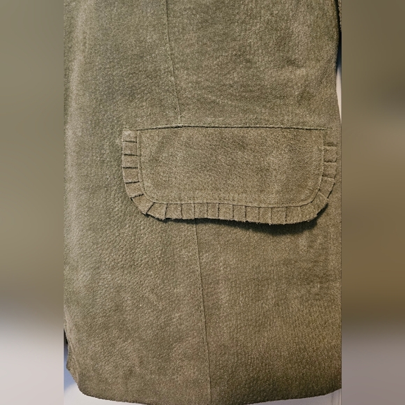 Vintage Live a Little Olive Suede Zip Jacket - Picture 3 of 12